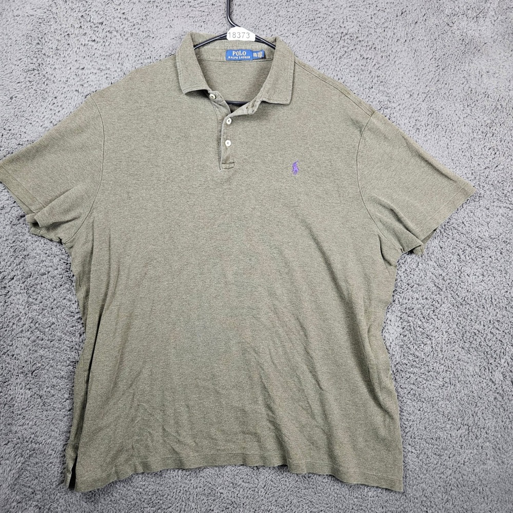 Polo‎ Ralph Lauren Men's Green Short Sleeve Polo Shirt XXL TALL Purple Pony Logo